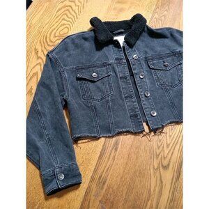 Cotton On Black Denim Jacket with Sherpa Collar